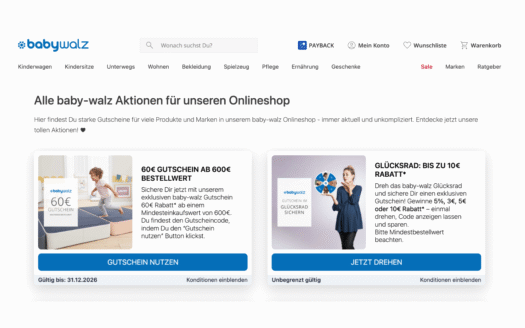 Baby Walz maximiert Umsatz & Gutschein-Marge mit eigener Gutscheinseite!